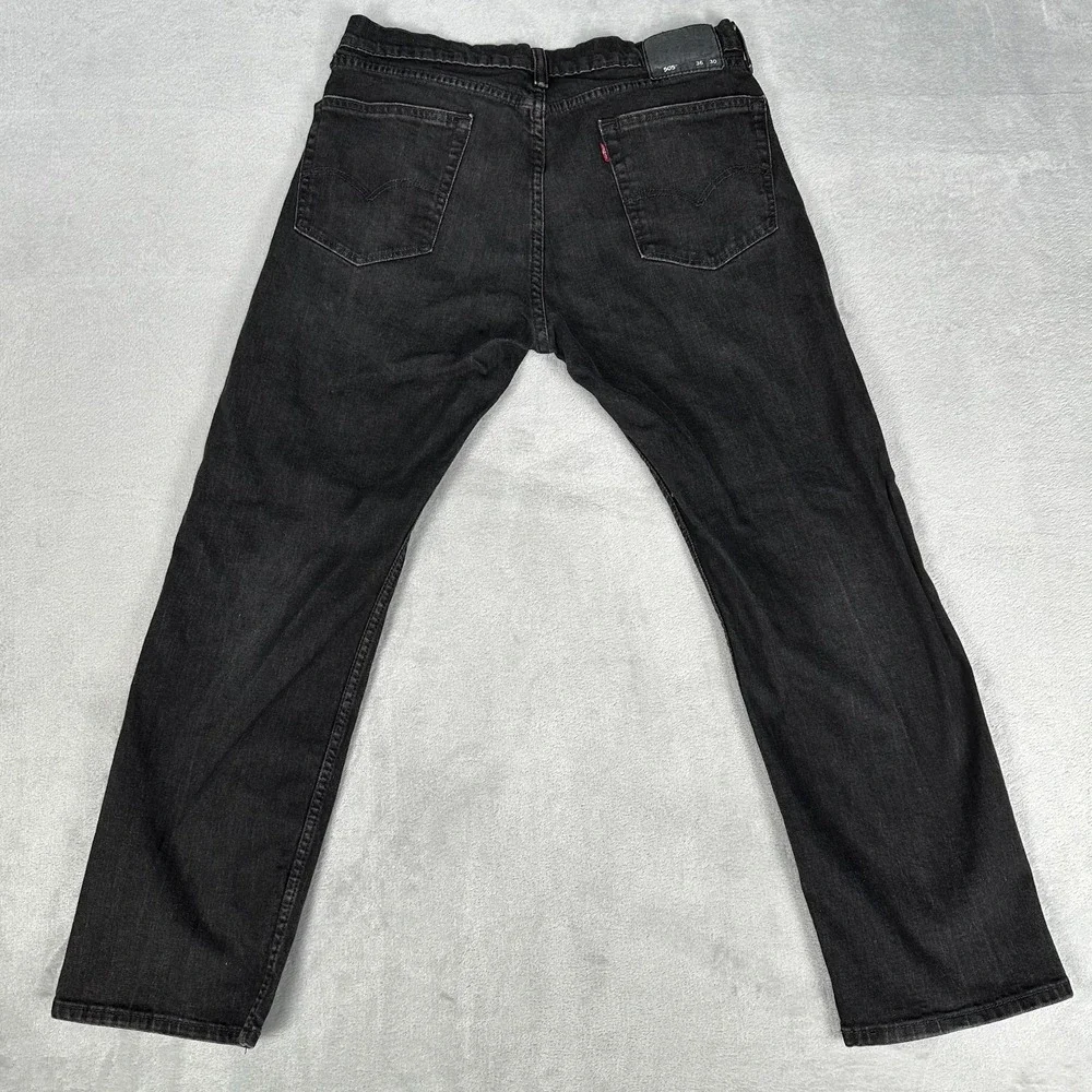Levi's 505 Men's Straight Leg Jeans Black Wash Denim 36x30 Regular Fit